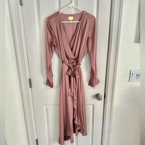 H&M flux wrap dress satin silk midi